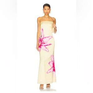 NWT - More To Come Lyza Strapless Dress in Yellow Floral